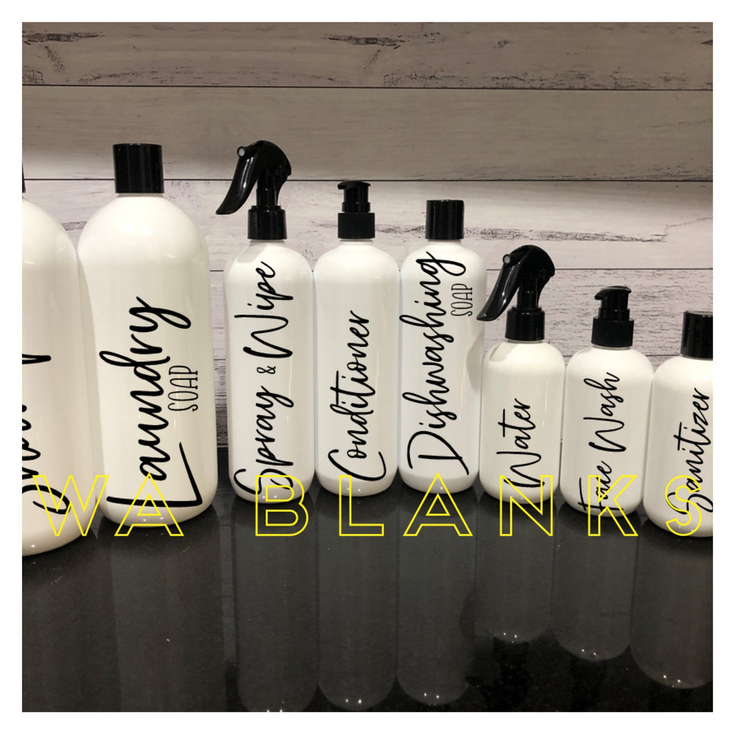 Shower Bottles - One Litre WHITE